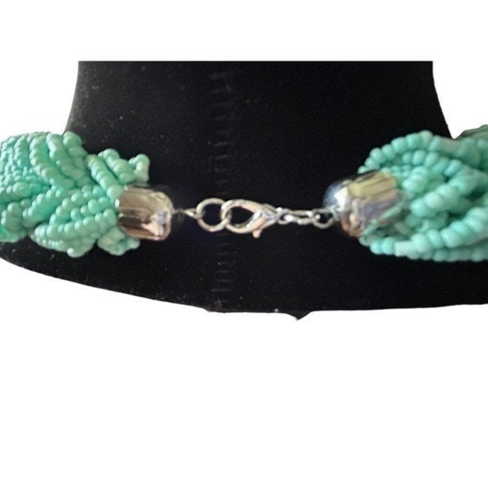 Vintage Braided Seed Bead Mint Green Necklace - Picture 4 of 4